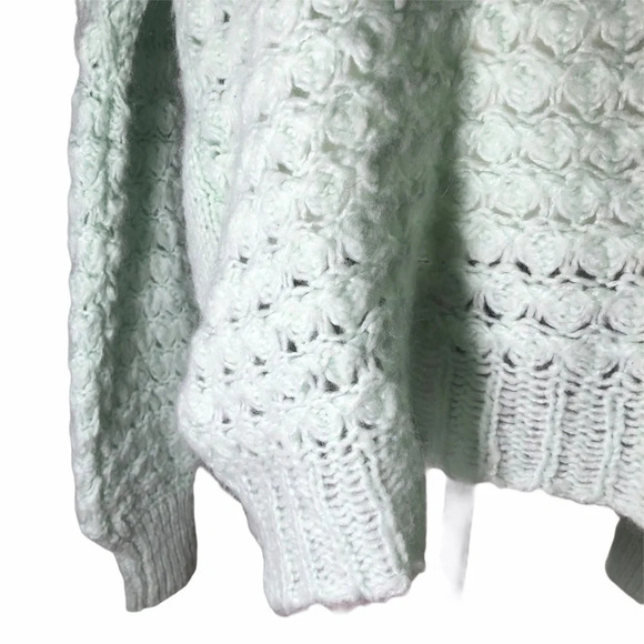 FREE PEOPLE Wool Blend Mint Green Crashing Waves Loose Knit Sweater - Picture 6 of 10